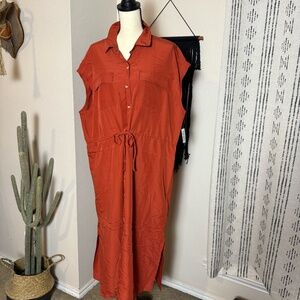 Old Navy Terracotta Button Front Shirt Dress - XL